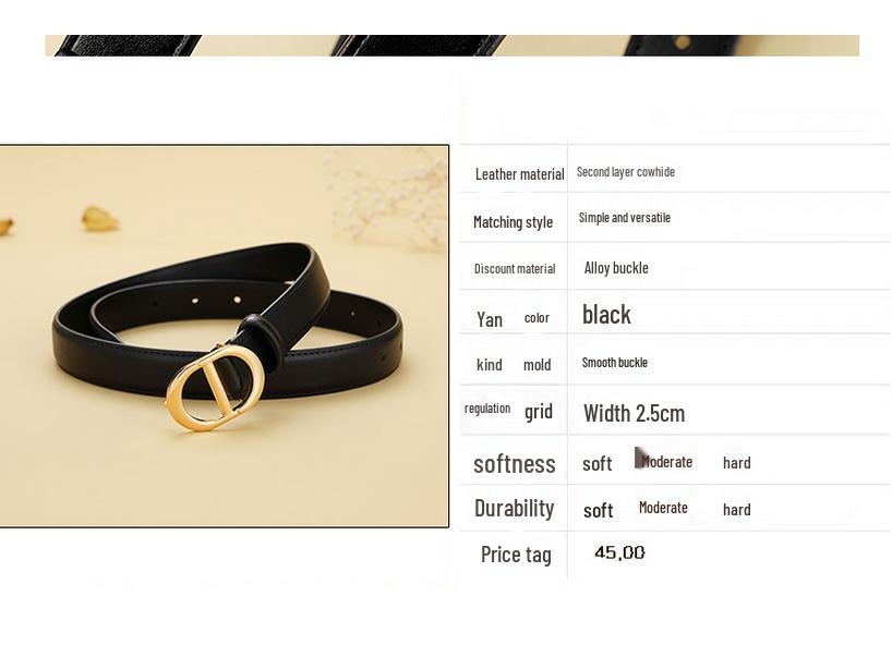 Bestseller Damen-Taillengürtel aus schwarzem Rindsleder - Vielseitiges Modeaccessoire für Jeans