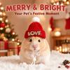 Knitted Hamster Christmas Hat Adjustable Pet Costume Headwear Cute Santa Beanie  Festive Dress-Up