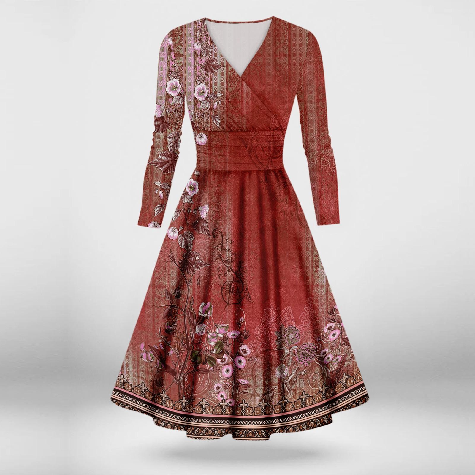 

Женское повседневное и модное сексуальное платье с v-образным вырезом и длинными рукавами с принтом