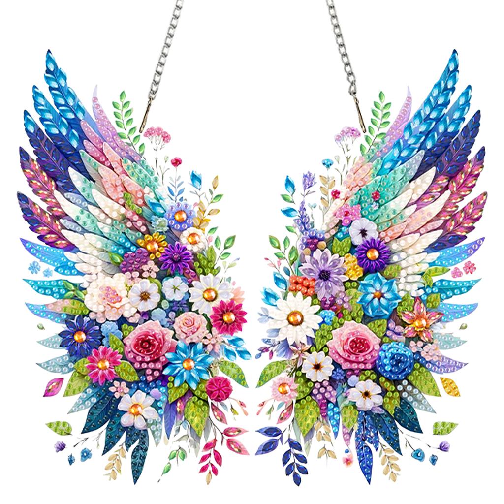 Flower 2D Flat DIY Acrylic Diamond Art Pendant Special Shape Diamond Painting Charms Kits for Living Room Home Office Decoration
