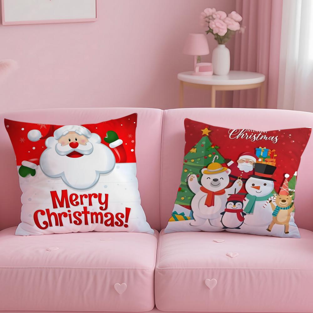 Christmas theme Merry Christmas Cushion Cover Soft  EasyWash Pillow Case  Versatile for Couch Bed Travel and Office