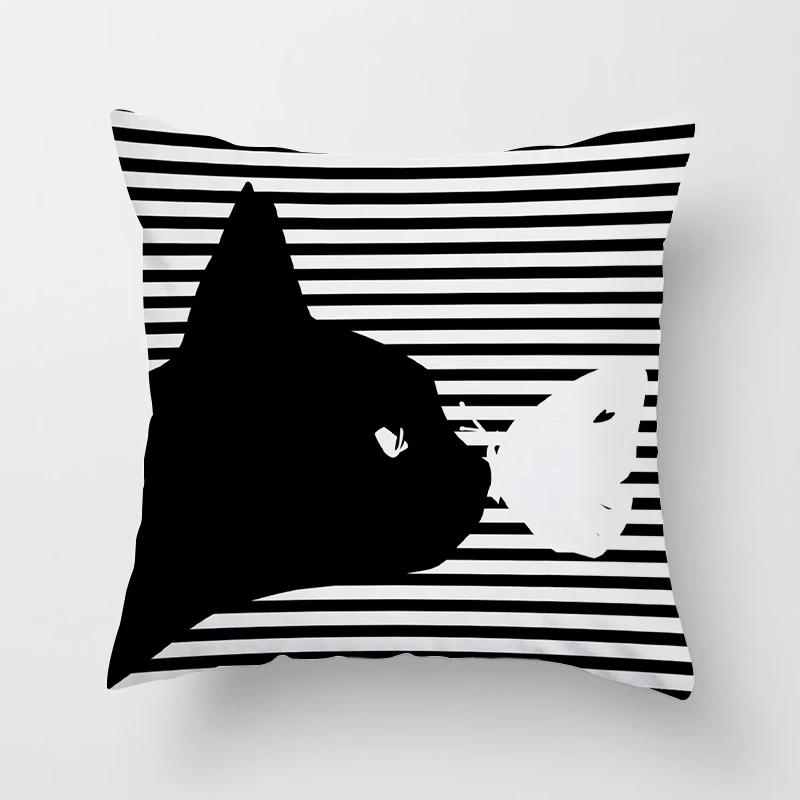 Funny Cute Black Lover Cat Pillowcase Cushion Cover 4545 Polyester Pillow Cover Sofa Car Home Decor Room Decoration