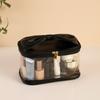 1Pc Women Girls Portable Makeup Bag with Bowknot Design, Clear Window Large Capacity Travel Cosmetic Storage Organizer