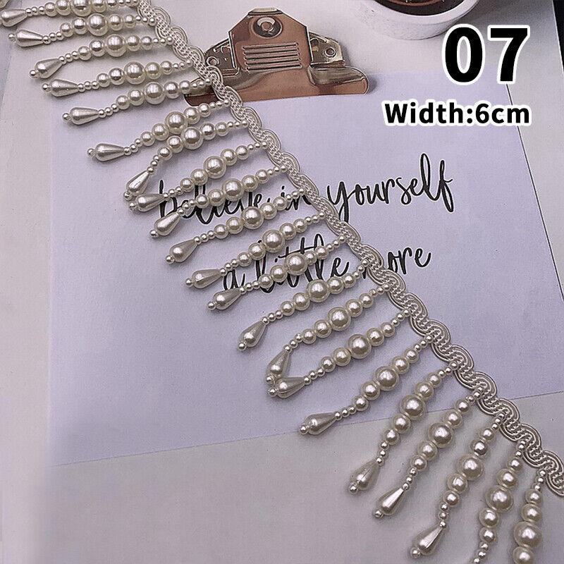 Beaded Tassel Trim Ribbon Wedding Dress Costume Edging Sew Pearl Craft DIY Crafts Dress Jeans Clothing Decoration