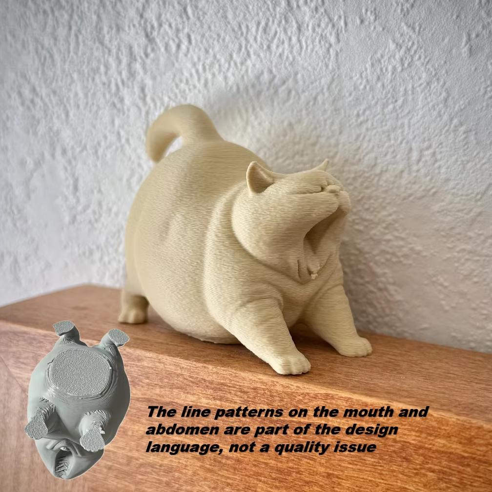1 шт. Статуэтка зевающего кота, Игрушка, Компактный настольный декор для дома, офиса, автомобиля, Идеальный подарок для любителей кошек 1pc цвет старого дерева