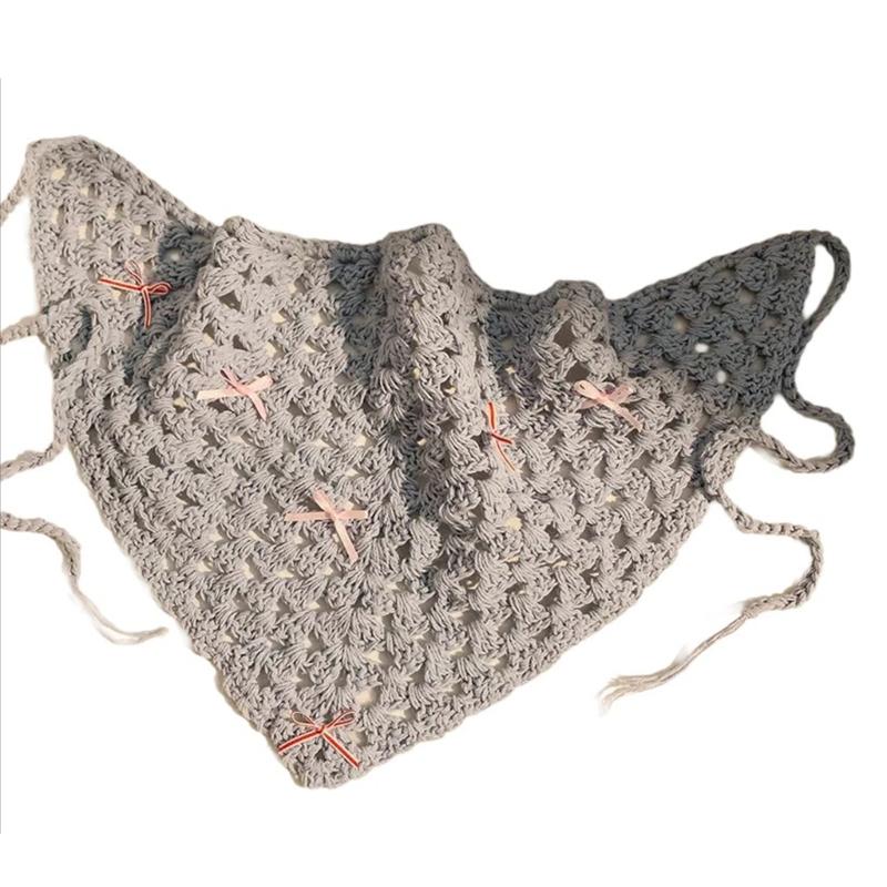 

Crochet Headscarf Hairband for Women Knitted Hair Bandannas Girl Decorative Ethnic Style Headbands Bowknot Hair Scarf