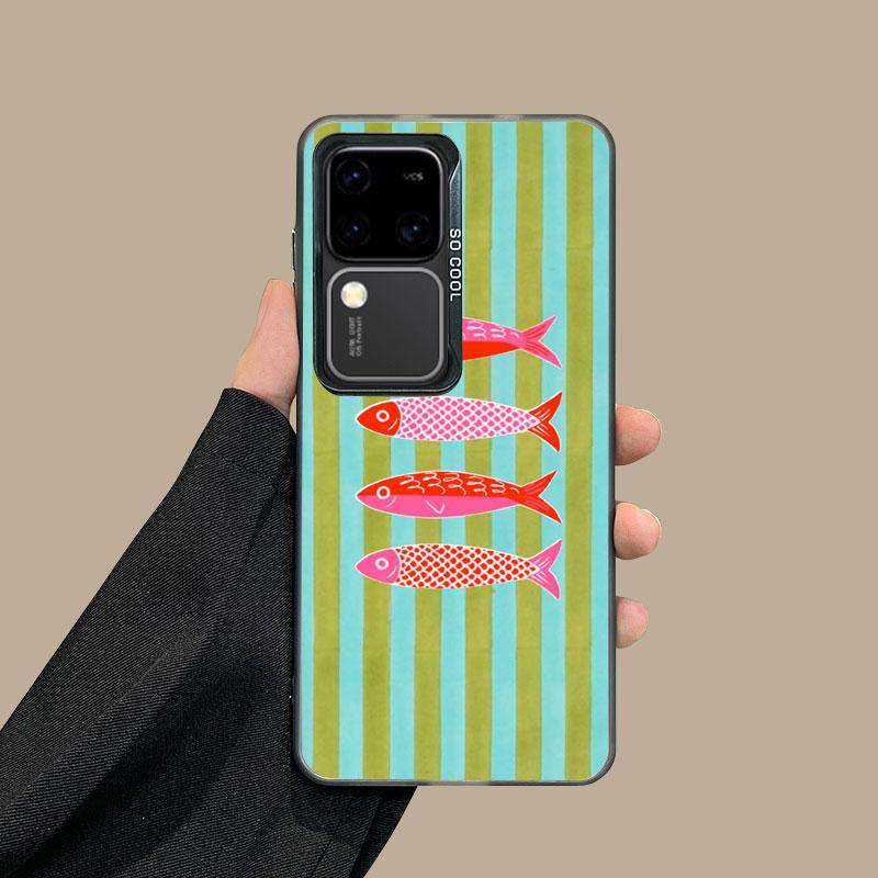 For Samsung Galaxy S24 S23 Ultra Plus FE S25 S22 Ultra Plus S21 FE Laser Phone Case Sardines Canned Pattern Shockproof Covers
