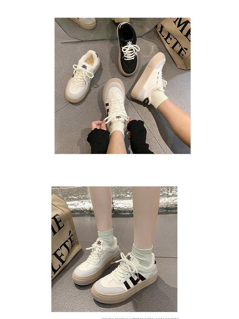 Women's Plus Velvet Thickened Winter Canvas Trainers with Soft Soles
