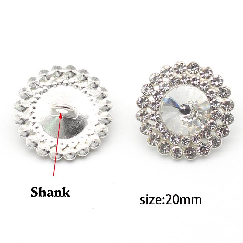 NEW Flower Crystal 10 pieces 20mm/25mm Alloy Rhinestones Diamond Buttons Diy Decoration Shank Handmade Sewing Garment Accessory