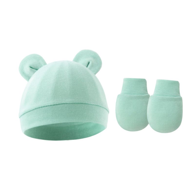 Conjunto de Chapéu e Luvas para Bebê Menina Algodão Gorro para Recém-nascidos Acessórios para Meninas Touca para Bebê Touca para Crianças Pequenas e Bebês Presente para Recém-nascidos