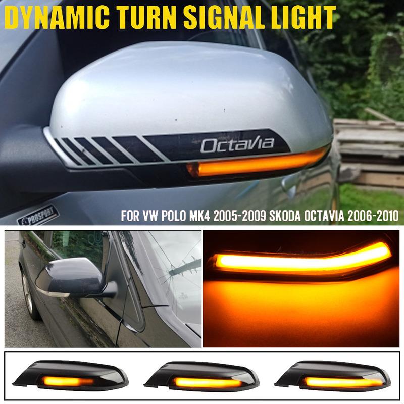 For VW Volkswagen Polo MK4 FL Vento Skoda Octavia 2X Led Side Wing Mirrors Dynamic Turn Signal Light Indicator Repeater Lamp