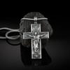 Mens Punk Hip Hop Necklace With Bird Head Cross Pendant Stainless Steel Box Chain Tone