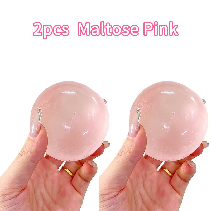 Squishy Pink Maltose Colorful Transparent Squeeze Ball Stress Relief Fidget Balls Decompression Simulated Maltose Dough Ornament