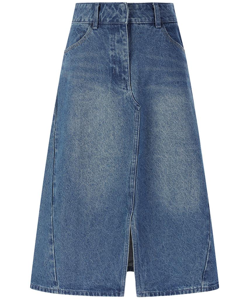 VANAKE Belted Slit Denim Skirt_Vb4Xdkm203A