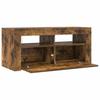 TV Stand with LED Lights Smoked Oak Finish 90 x 35 x 40 cm