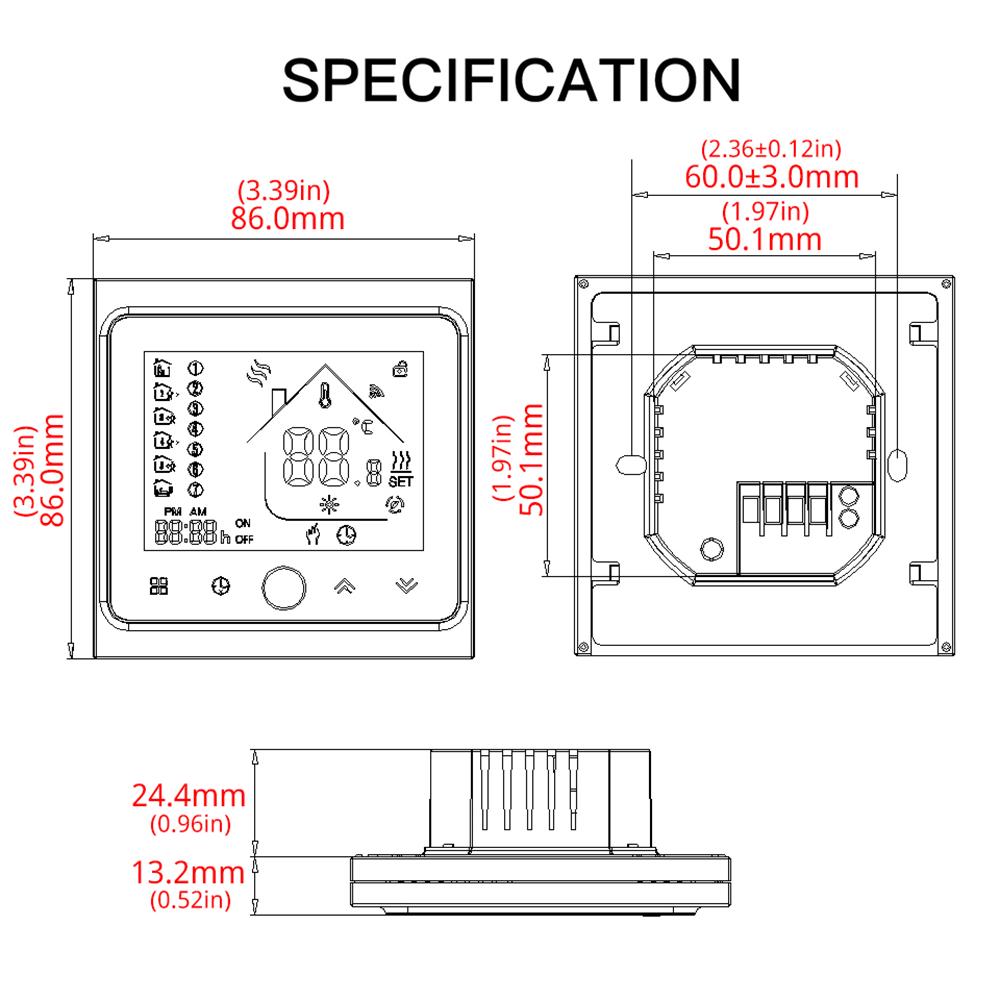 Smart Thermostat Intellight Temperature Controller 5A Water Floor Heating for Home No Wi-Fi -- White