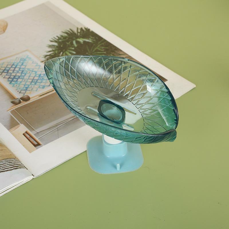 Drain Soap Holder Leaf Shape Soap Box Suction Cup Tray Drying Rack for Shower Sponge Container Kitchen Bathroom Accessories