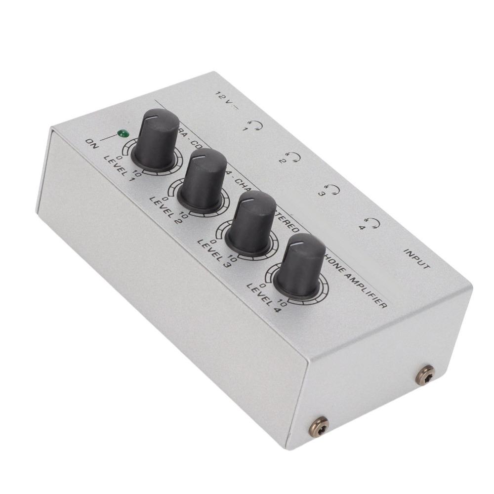 For US Plug 4 Channel Stereo Headphone Amplifier Ultra Compact Mini Earphone Splitter Sound Mixer