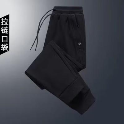 Fleece Pants Men's Casual Trousers Autumn and Winter New Plum Blossom Zipper Outer Wear Sports Thermal Sweatpants