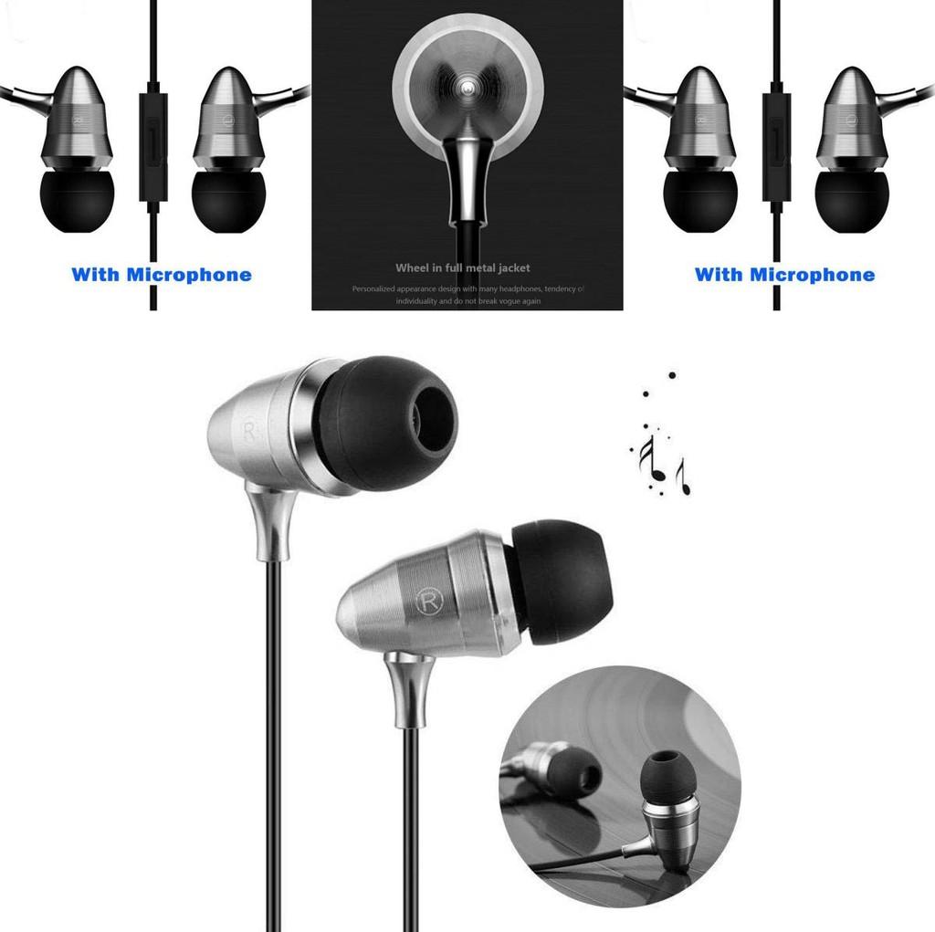 Silver Bullet Earphones Metal Deep Bass Wired Inear Headphones For Music Lovers