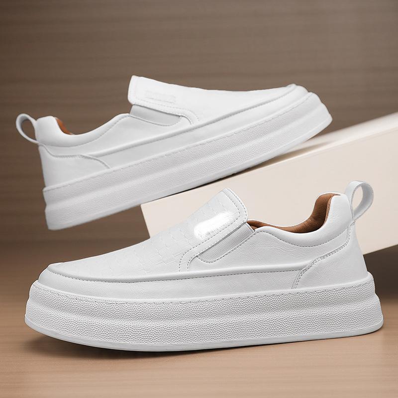 Men's shoes autumn new thick baseplate shoes autumn new one-pedal casual leather shoes white shoes