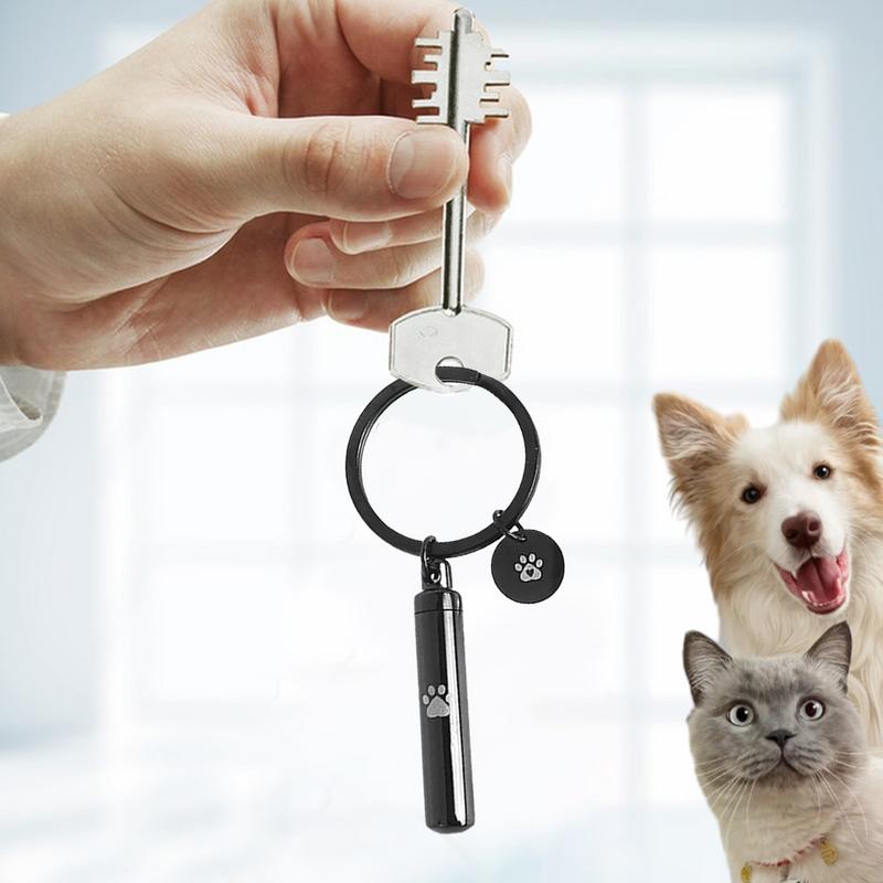 Key Chain Urn Memorial Keepsake Pendant Stainless Steel Funerary Charm Paw Cremation Jewelry Memorial Accessory For Men Women