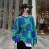 Dámské pulovry Kostkované pletené svetry Klasické Harajuku Retro Chic Dámské Streetwear Podzim Zima Hrubší svetry