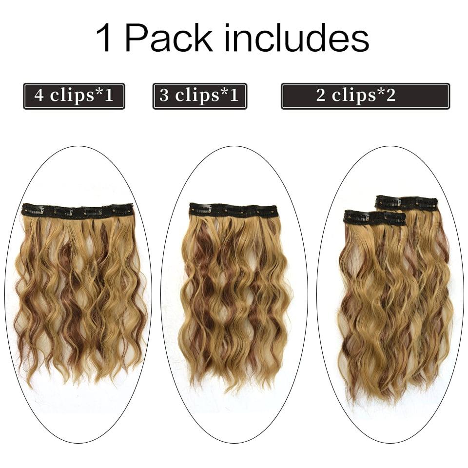 12 tommer 4 stk/sæt Clip-in Hårforlængelser Dame Kort Body Wave Paryk Hårstil Velegnet til Daglig Brug Varmebestandig Fiber Paryk Stykke