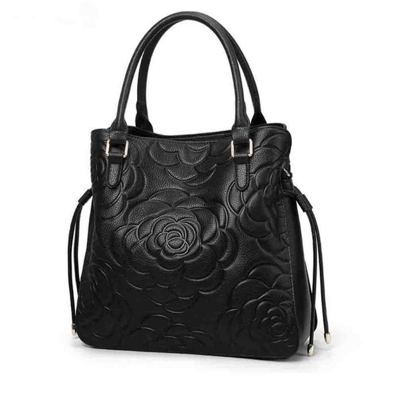 High Quality Embossed Women's Bag Flower Texture Handbag Niche Large Capacity Removable Messenger Bag