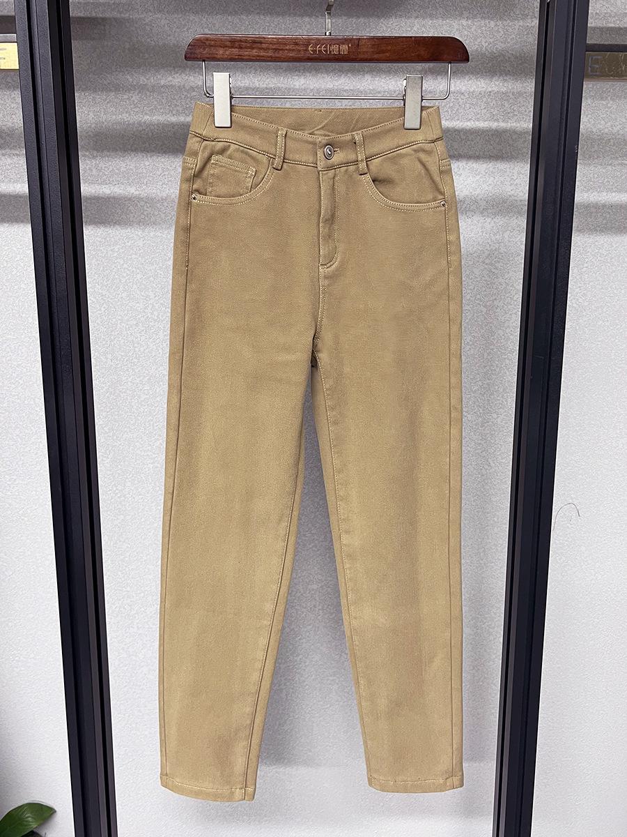 Women s High-Waist Fleece-Lined Khaki Slimming Jeans 33