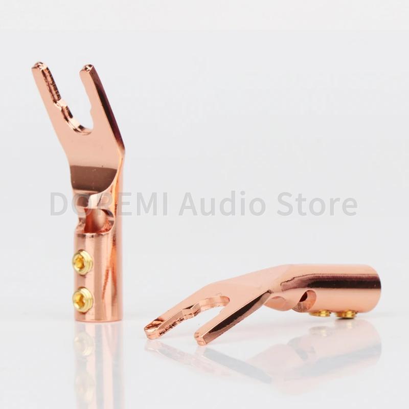 

2Pcs Banana Y/U Spade Connector Plug Screw Fork Brass Copper Rhodium Plated Plug HiFi Speaker Amplifier Cable Video Audio Jack