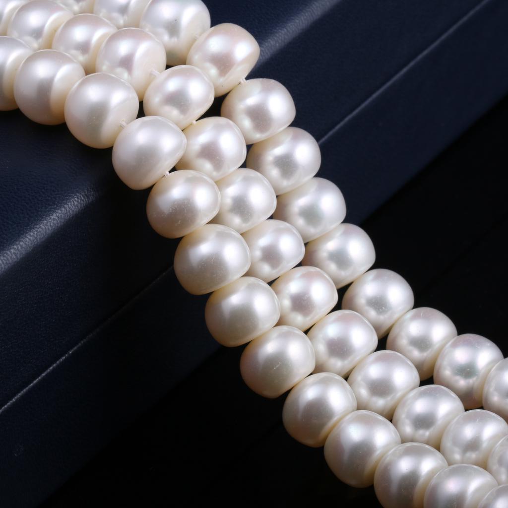 1String, White Natural Freshwater Pearls, Rondelle Pearl Beads, 10–11 Mm, for DIY Necklace Accessories, Jewelry Making Valentine's Day Gifts, 36cm