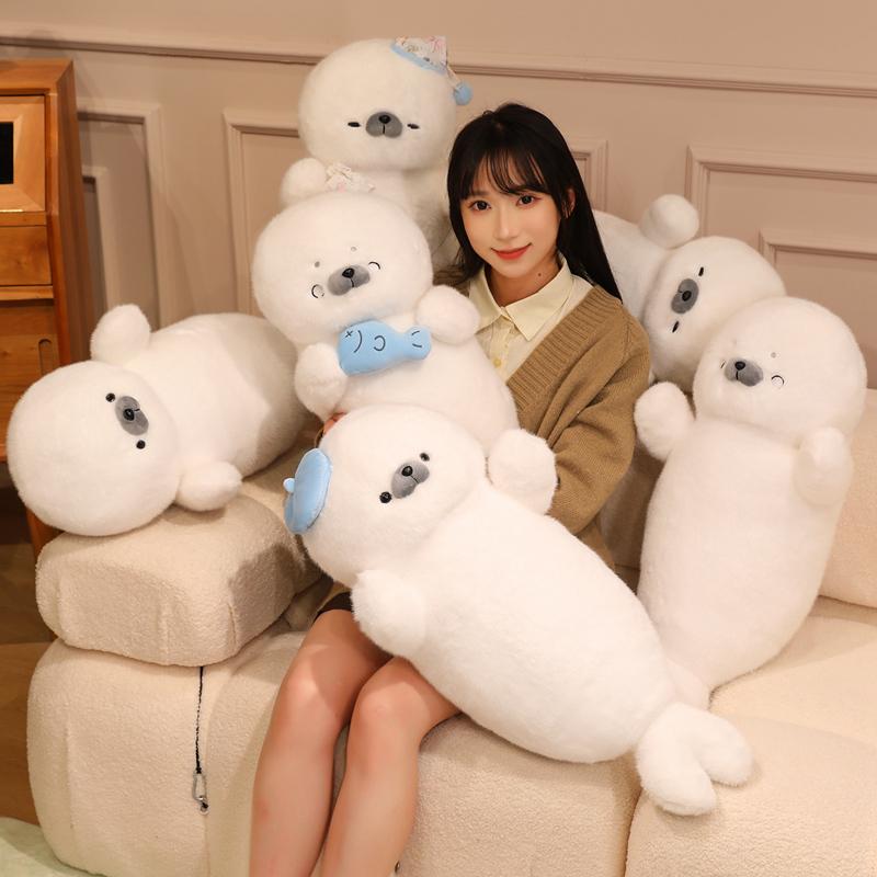 70cm Kawaii Soft Seal Plush Toy Pillow Cute Cartoon Sea Lion Stuffed Animal Doll for Girls Kids Home Decor Birthday Gift