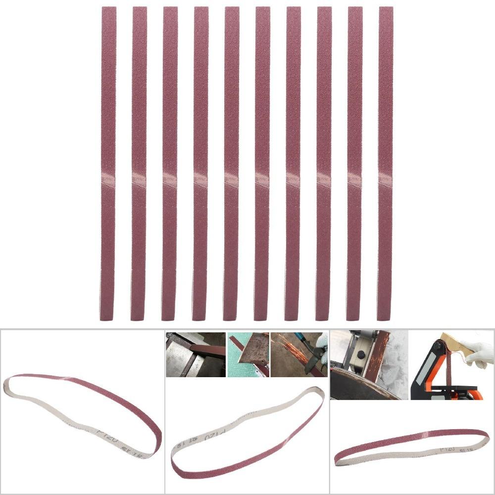 10pcs 100 Grit Sanding Belts 3/8 x 21 Inch Sandpaper Sander Belts Abrasive Bands Metal Grinding