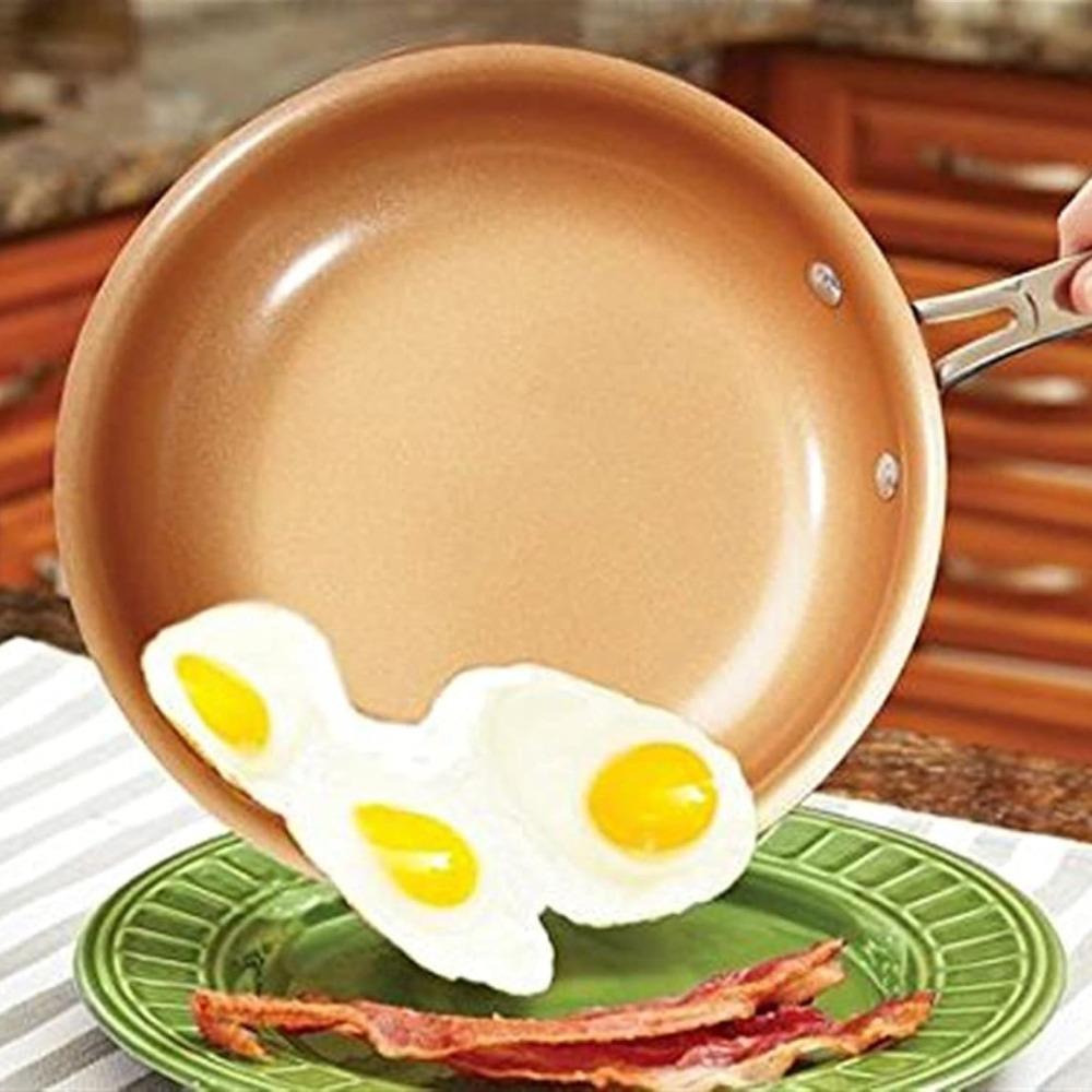 Saucepan Non Stick Skillet Round Copper Color Frying Pan Kitchen for Frying Eggs Steaks Family Restaurant Use Kitchen Cookware