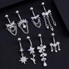 Elegant Belly Navel Stud Stainless Steel Navel Button Butterfly Chain Navel Ring  Seaside