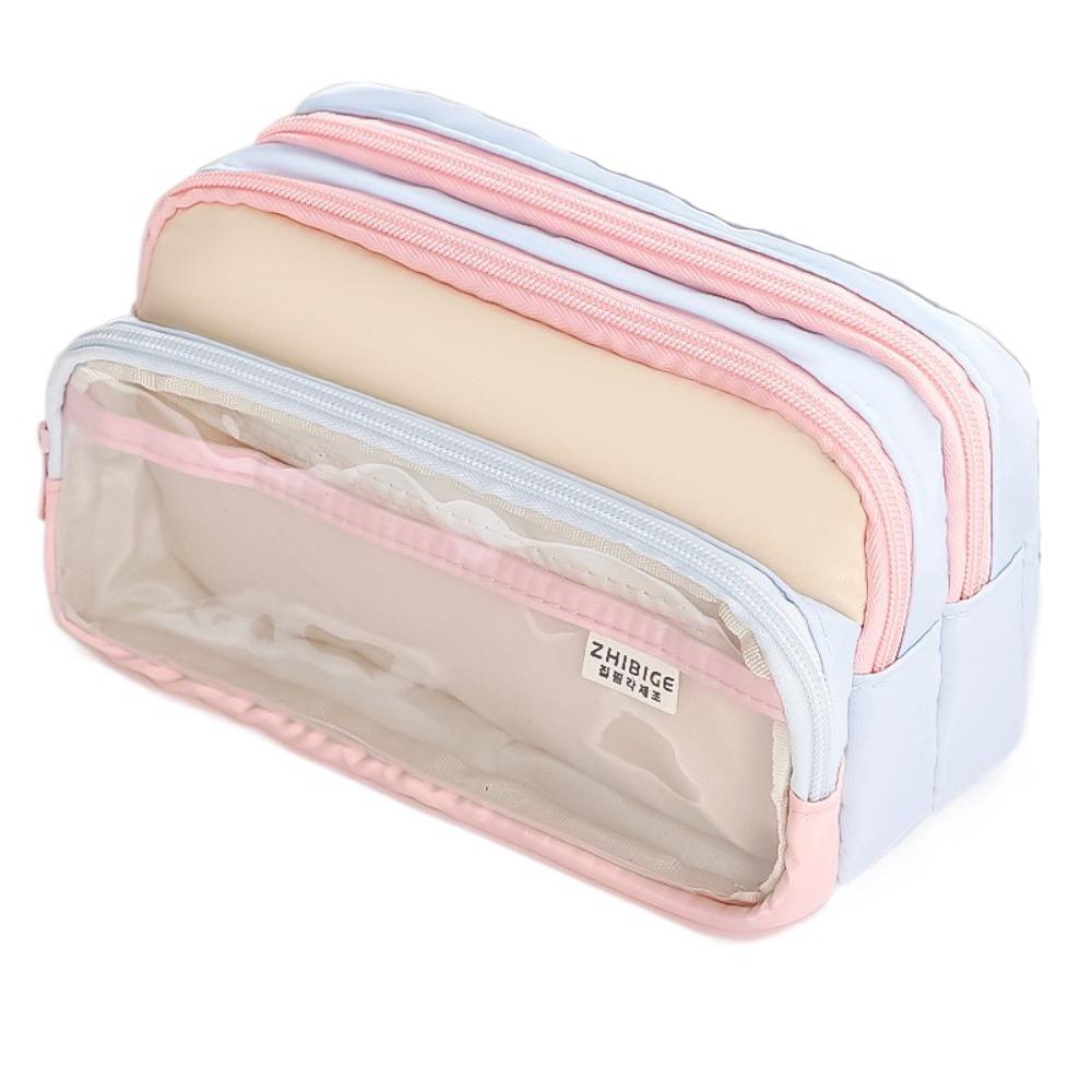 

Многоцветная сумка для канцелярских принадлежностей Прозрачная сумка для хранения Портативная сумка для ручек Губная помада розовый