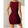 Summer Square Neck Bodycon Mini Short Dress Women Sleeveless Casual Party Dress for Women Clubwear Nightout Party Tank Dress Slim Fit Bodycon Dresses