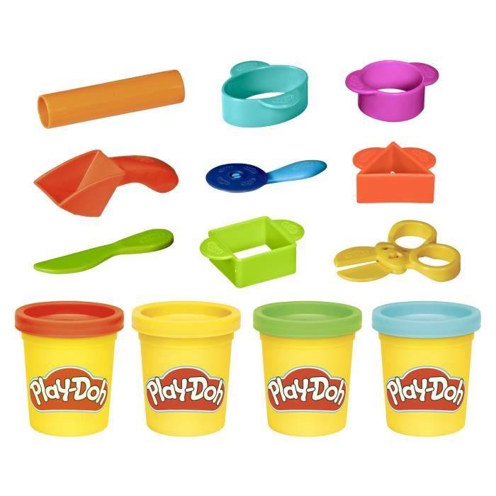 Play-Doh Mon 1er Kit, 9 accessoires avec étui de rangement et 4 pots de pâte à modeler, loisir créatif pour tout-petits, Dès 3 ans
