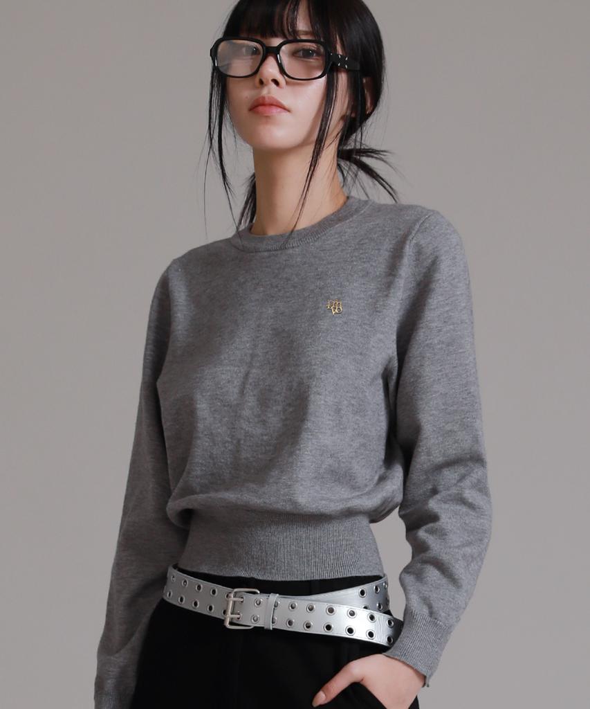 LIKE THE MOST Soft Essential Round Knit_Gray