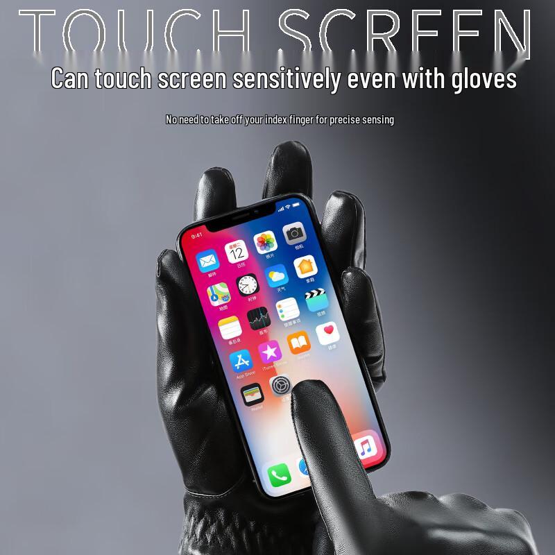 Woodpecker Men's Winter Leather Touchscreen Gloves