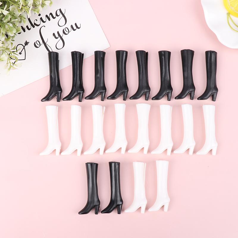 5 Perechi Pantofi Păpușă Cizme Alb Negru Accesorii Decor Păpușă Jucării DIY pentru Copii Potrivite Pentru Păpuși de 30 cm Păpuși 1/6