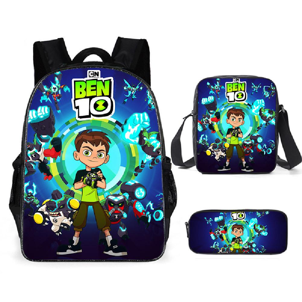 Less Hacker Backpack Ben 10 Student School Bag Anime Cartoon Backpack Lunch Bag Satchel Pencil Case