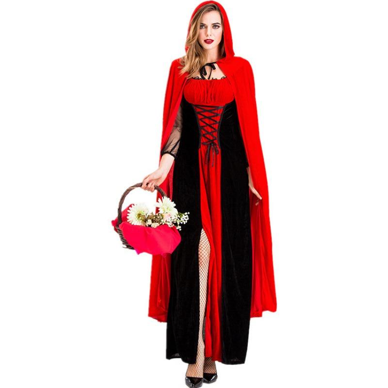 Halloween costume, masquerade party queen dress, Little Red Riding Hood costume, women's clothing