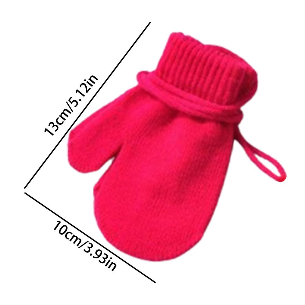 Children's Knitted Gloves Snow Gloves With String Comfortable Warm Mittens Cute Kids Winter Accessories For Skiing Skating