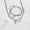 Delicate Heart Pendant Necklace Engagement Wedding Jewelry Set Stainless Steel Texture Suitable for Matching Any Outfits