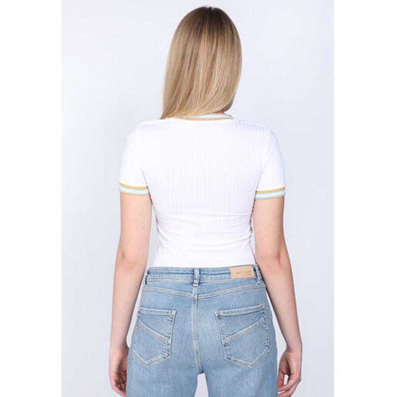 Tricou cu coaste de damă alb