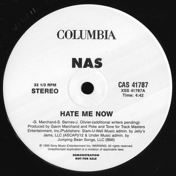 

12inch Record NAS - Hate Me Now CAS41787 Columbia 1999 US Rap & Hip-Hop/R&B Used