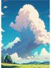 Vintage Japan Feld Natur Landschaft Poster Leinwand Malerei Gras Wolke Bäume Anime Wand Kunst für moderne Wohnzimmer Home Decor