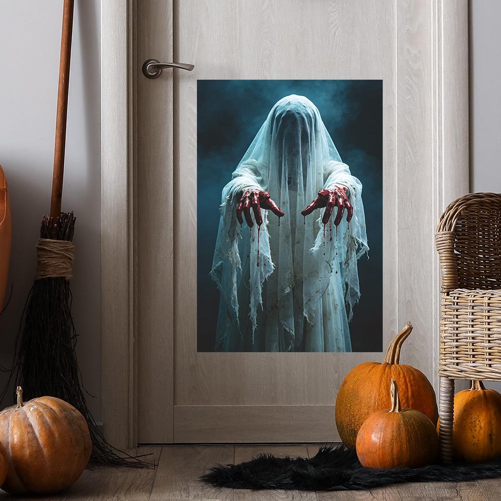 Halloween 3D Realistic Horror Ghost Bedroom, Living Room, Entrance Hall, Home Decor Wall Sticker, Wall Paper